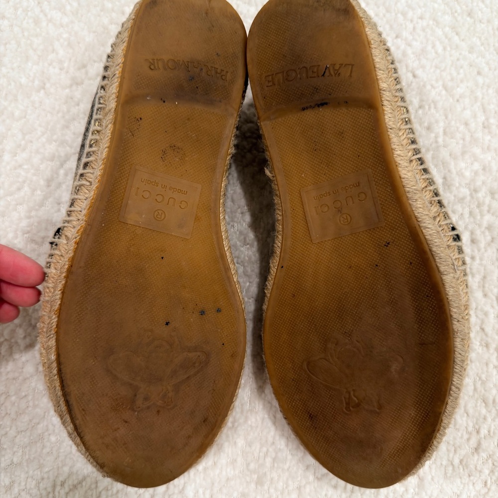 Gucci Beige and Gold Bee Espadrilles 35 - Picture 9 of 11